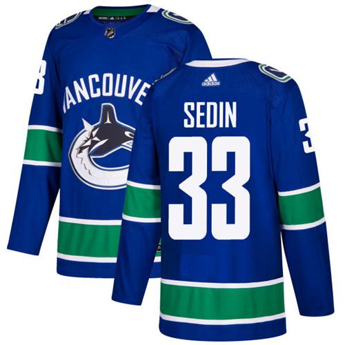 Adidas Canucks #33 Henrik Sedin Blue Home Authentic Stitched NHL Jersey - Click Image to Close